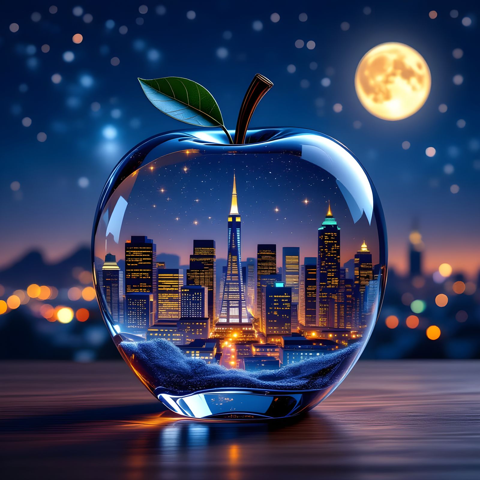 Crystal Apple Holds Futuristic San Francisco Cityscape