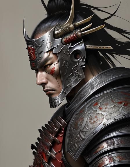 Armored Samurai: Detailed Alcohol Ink Splash Art