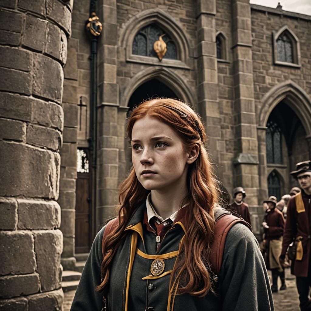 Ginny Weasley in Quidditch Uniform, Hyperrealistic Style