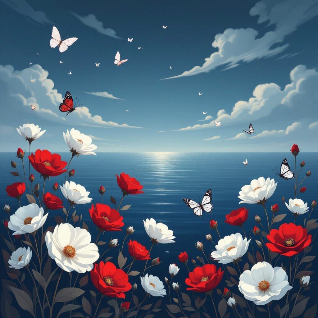 Wax Flowers by the Sea: A Whimsical Landscape