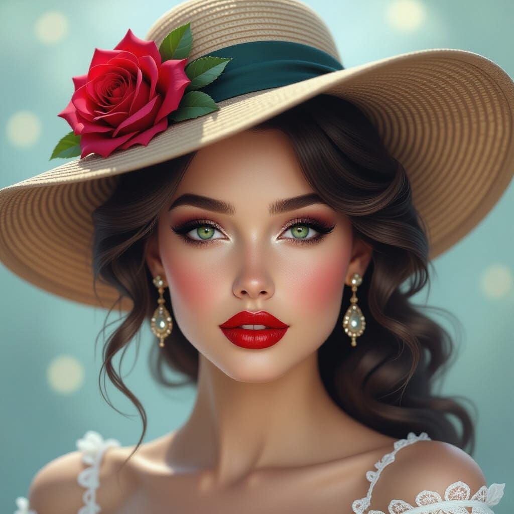 a glamorous young woman with a striking vintage look inspire...
