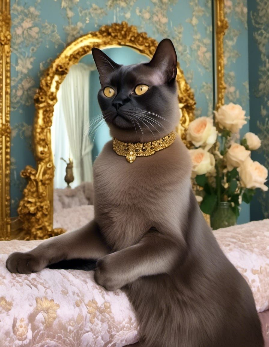 Cyberpunk Woman with Burmese Cats, 3D Rendering