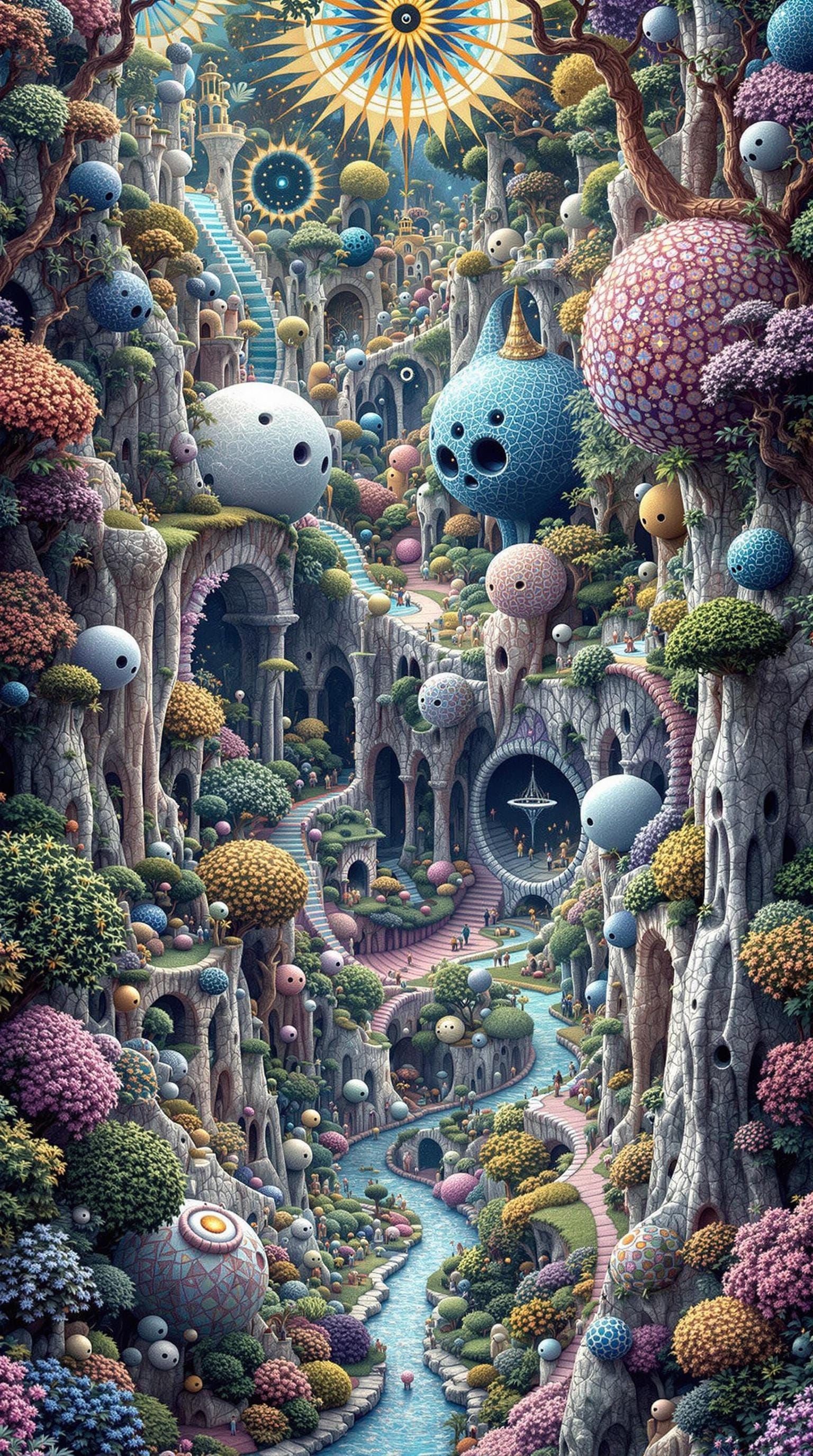 Surreal Garden Inhabited by Strange Entities
