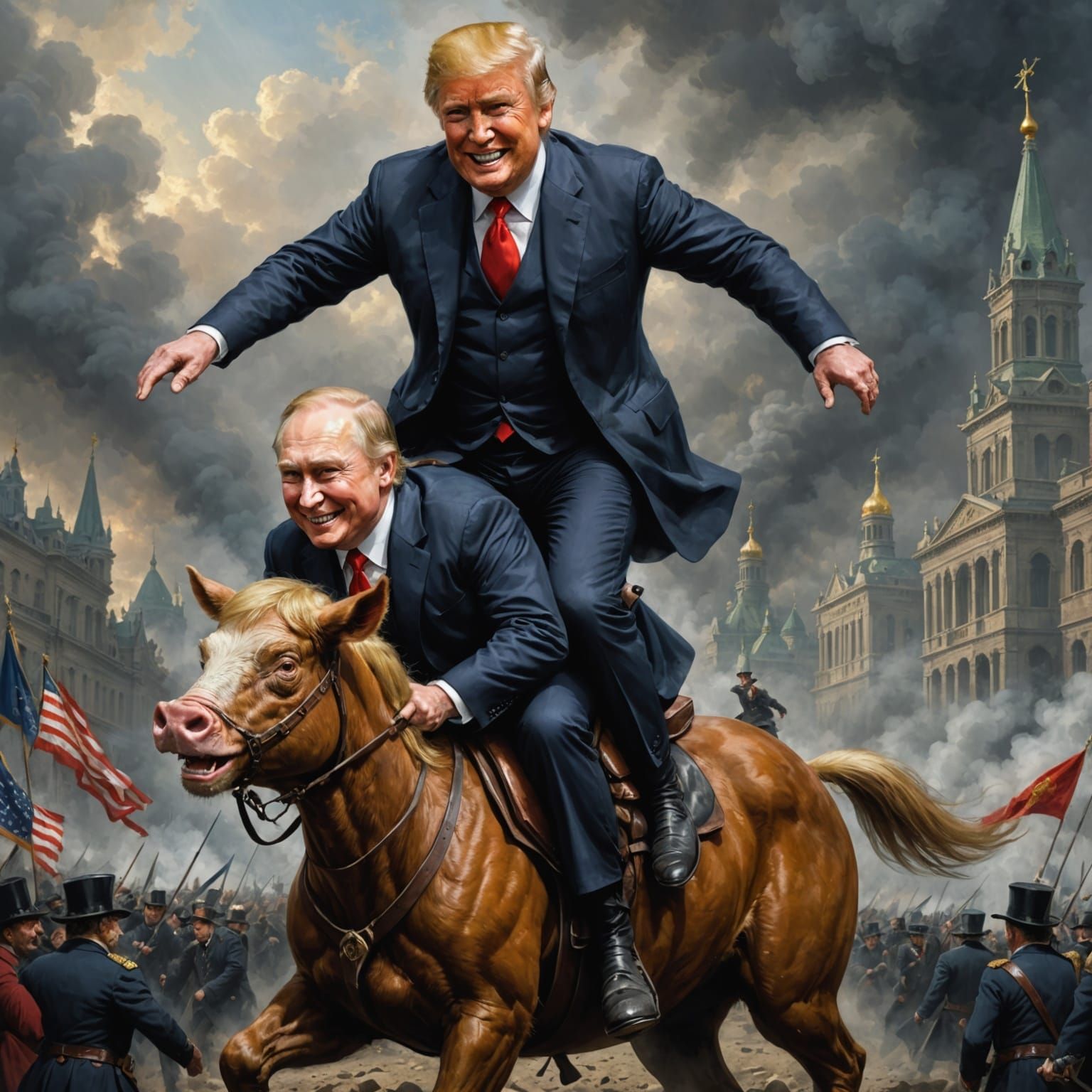 Dark Fantasy Illustration of a Chilling Scene with Putin and...