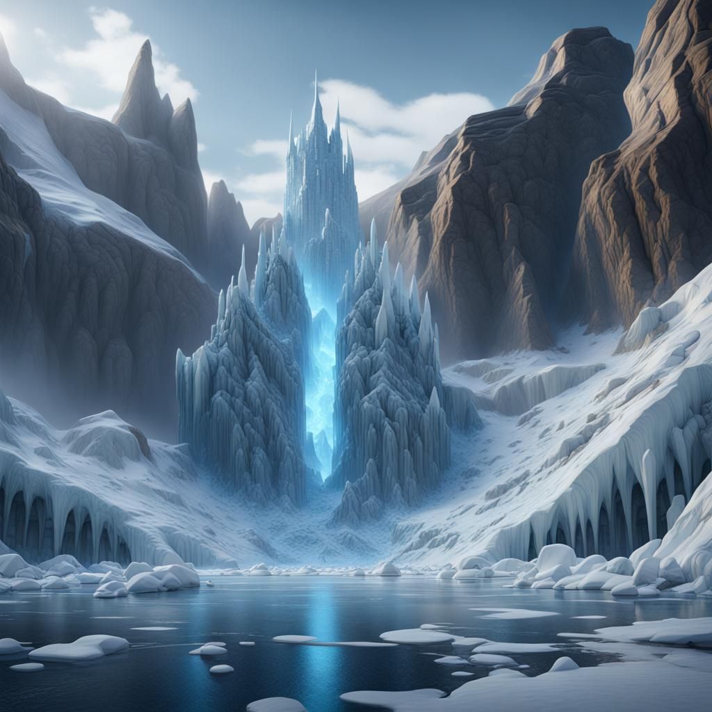 Detailed Matte Painting of Ice in 8k