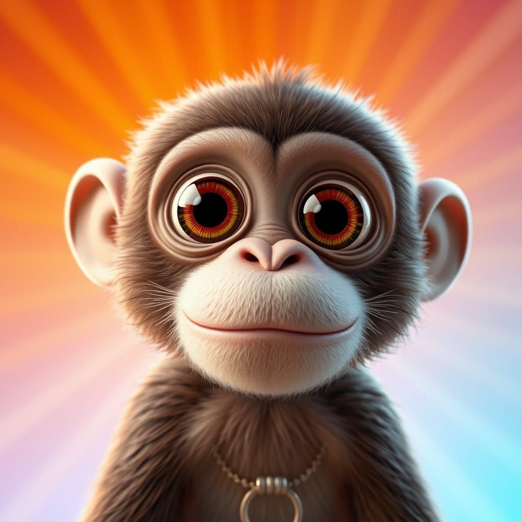 Whimsical Pixar-Inspired Monkey in Vibrant 4K Digital Art