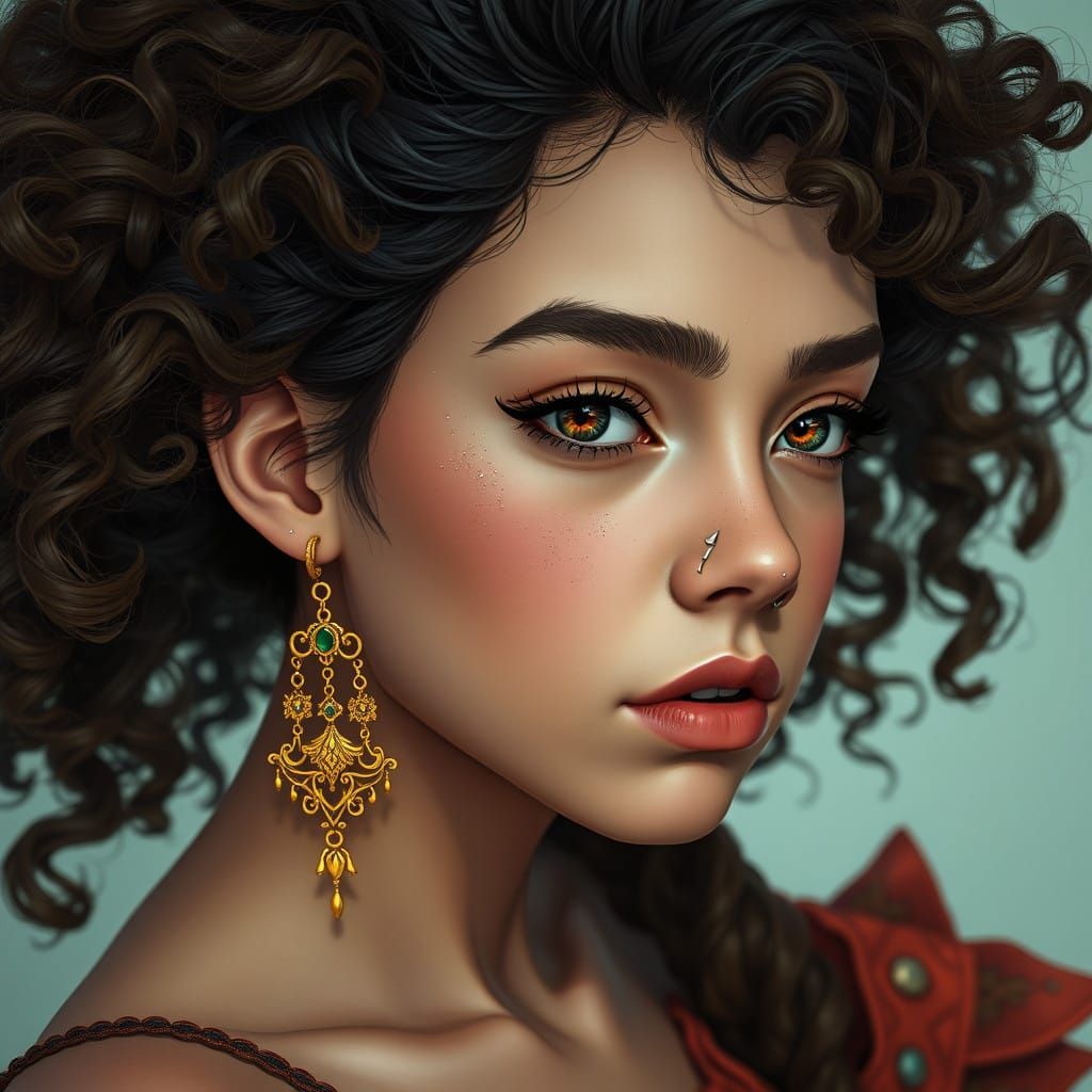 Stunning Fantasy Portrait with Intricate Details and Bold Je...