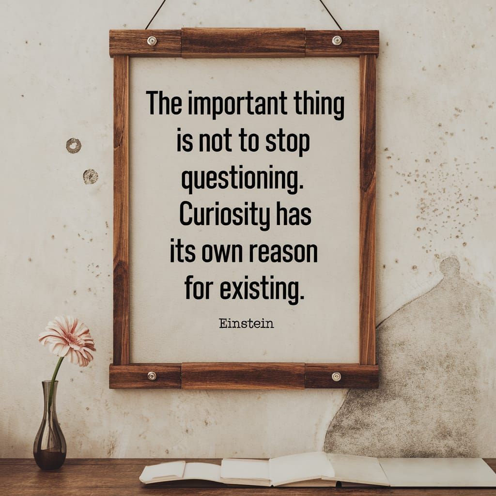 Einstein's Inspiring Quote in a Rustic Wooden Frame