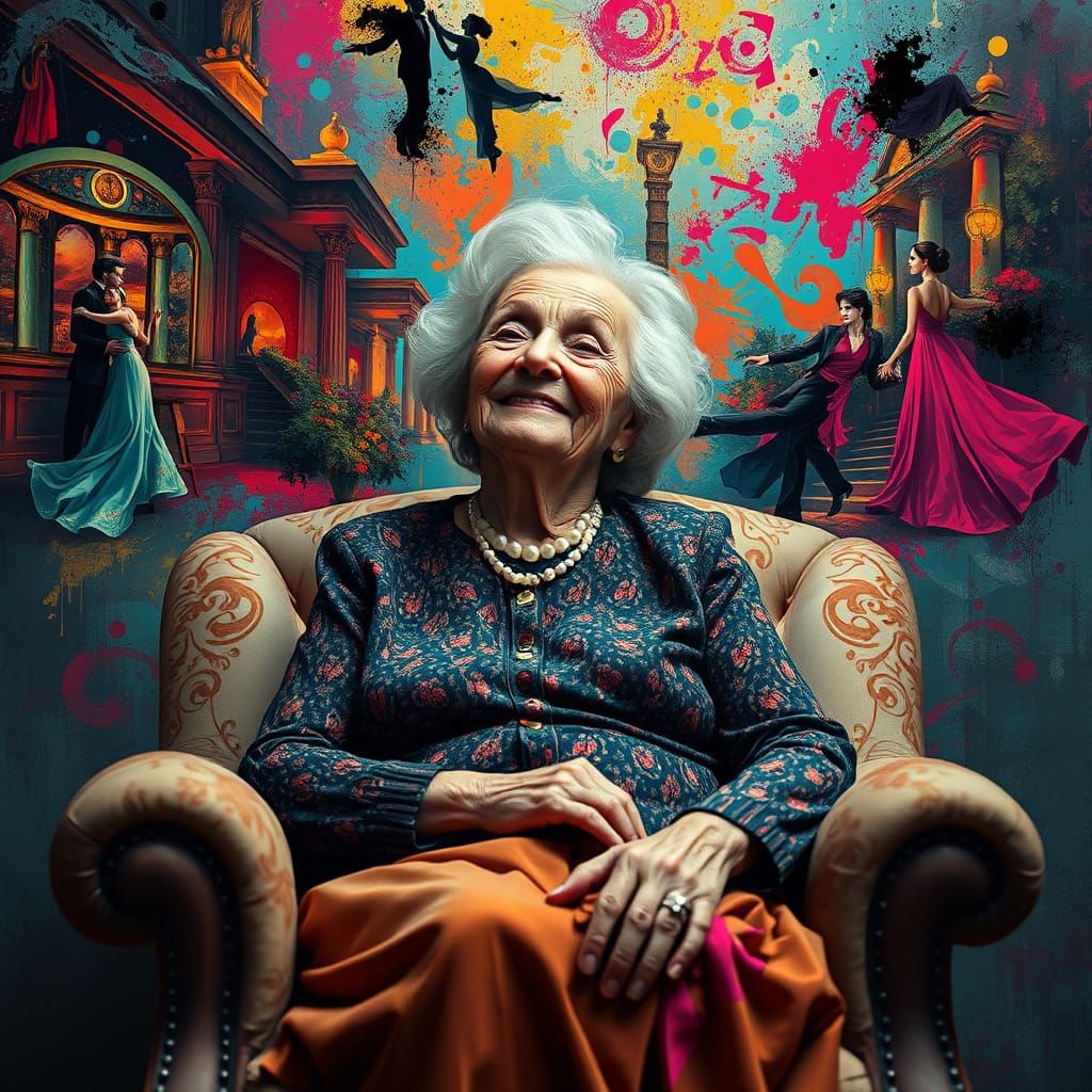 Nostalgic Ballroom Dance Memories in Vibrant, Dreamlike Styl...