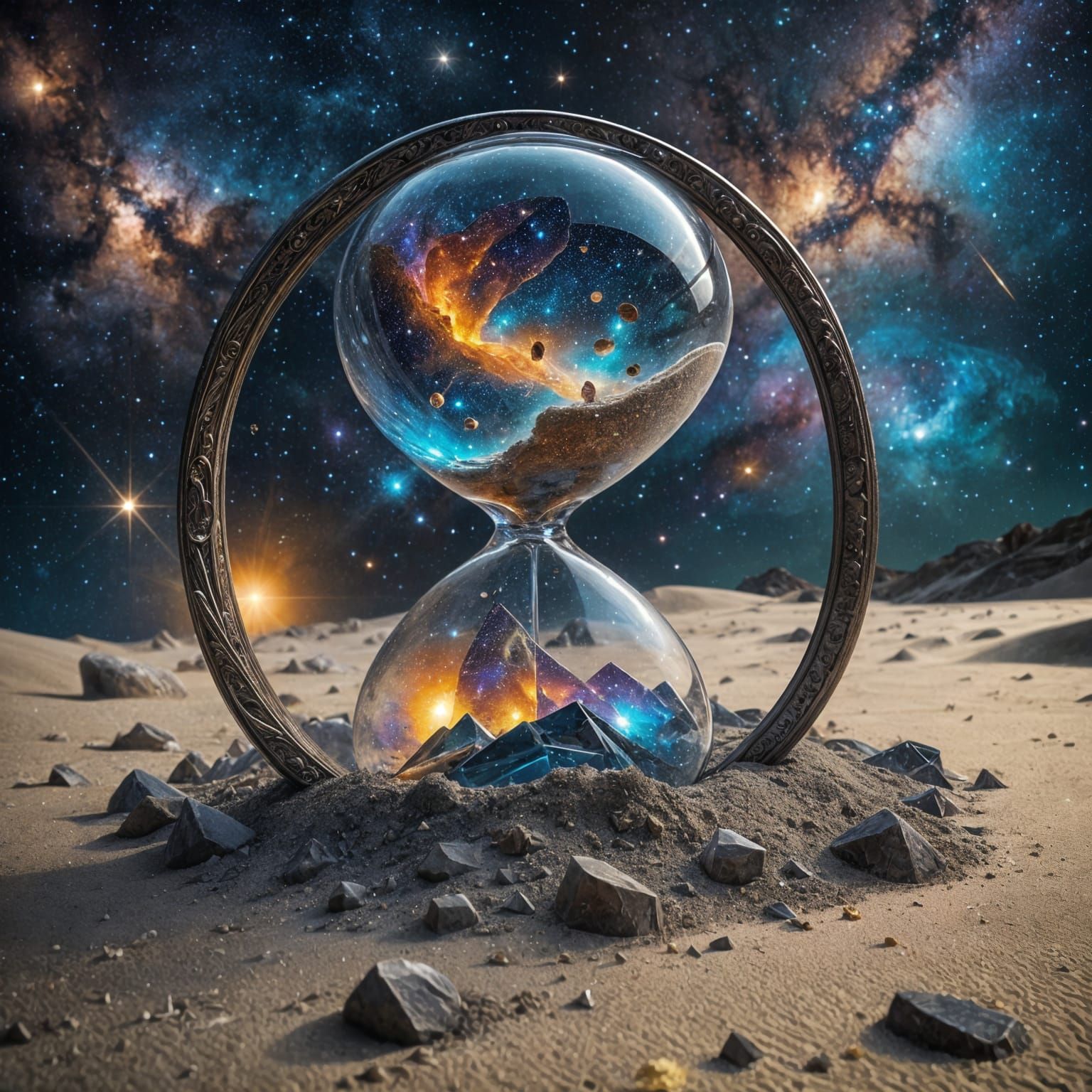 Surreal Cosmic Hourglass Emerges from the Void