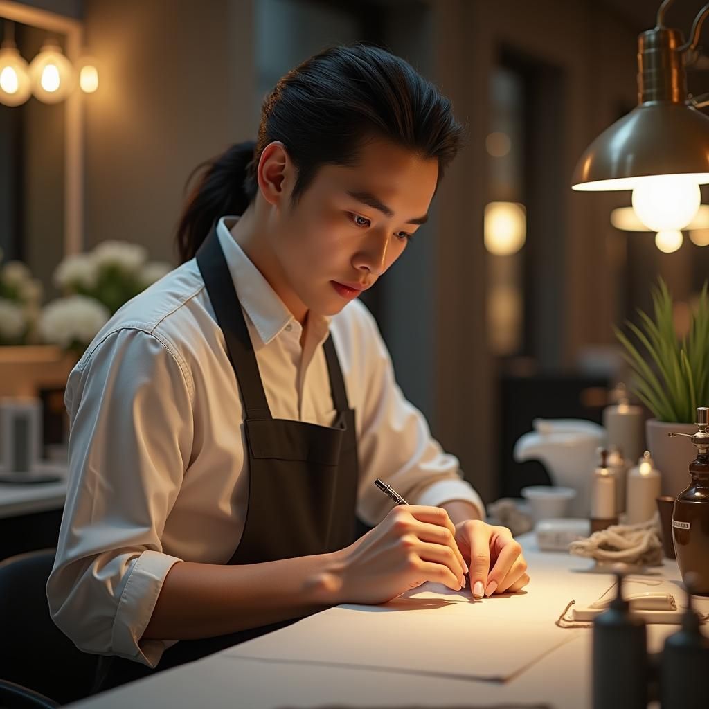 Asian Male Beautician Manicure in Hyper-Realistic 3D