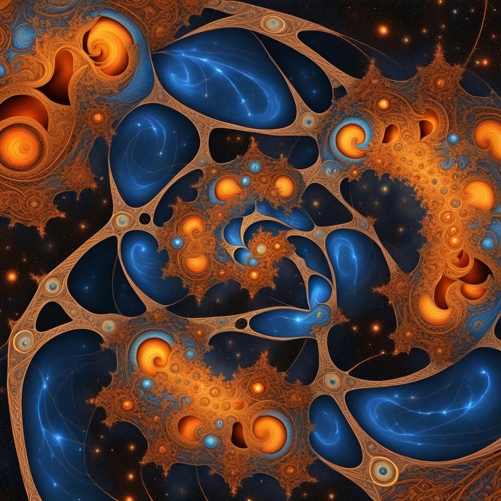 Escher-Inspired Fractal Galaxy with Golden Spirals
