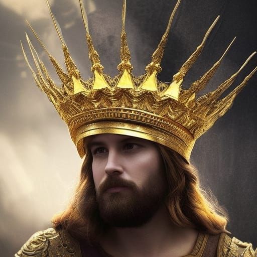 King Wearing Golden Crown: Dramatic Digital Matte Painting