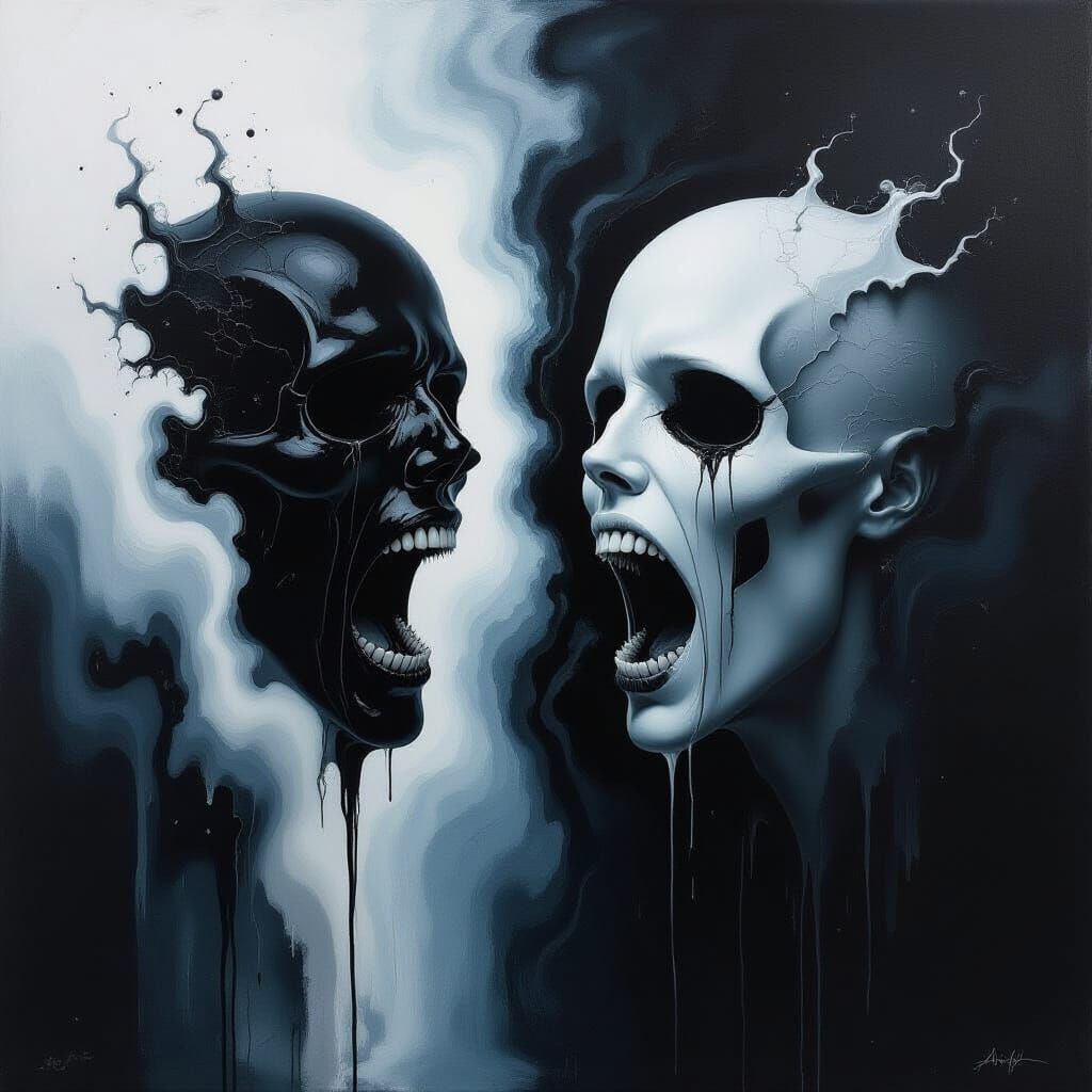 Eerie Screaming Holes in Dark Surrealist Style