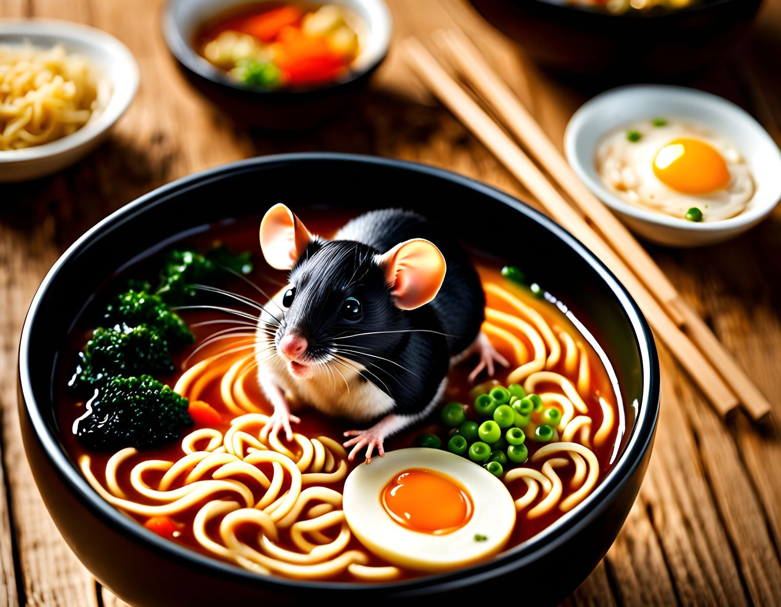 Mouse Swims in Ramen: Food Photography