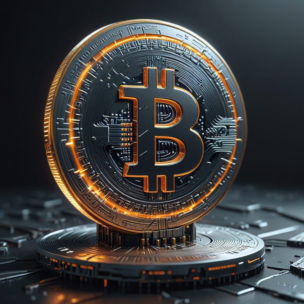 Futuristic Bitcoin Design in Cyberpunk Style
