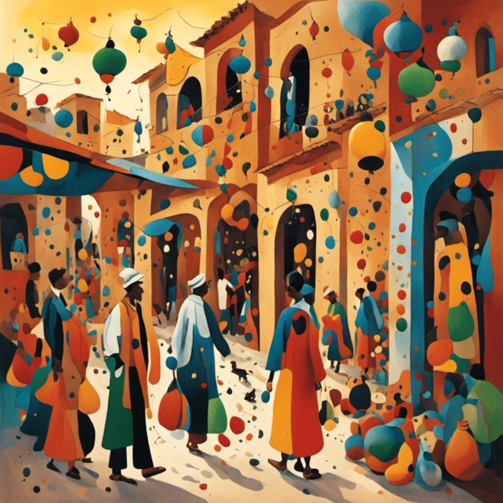 Moroccan Bazaar Scene in Fauvist Style