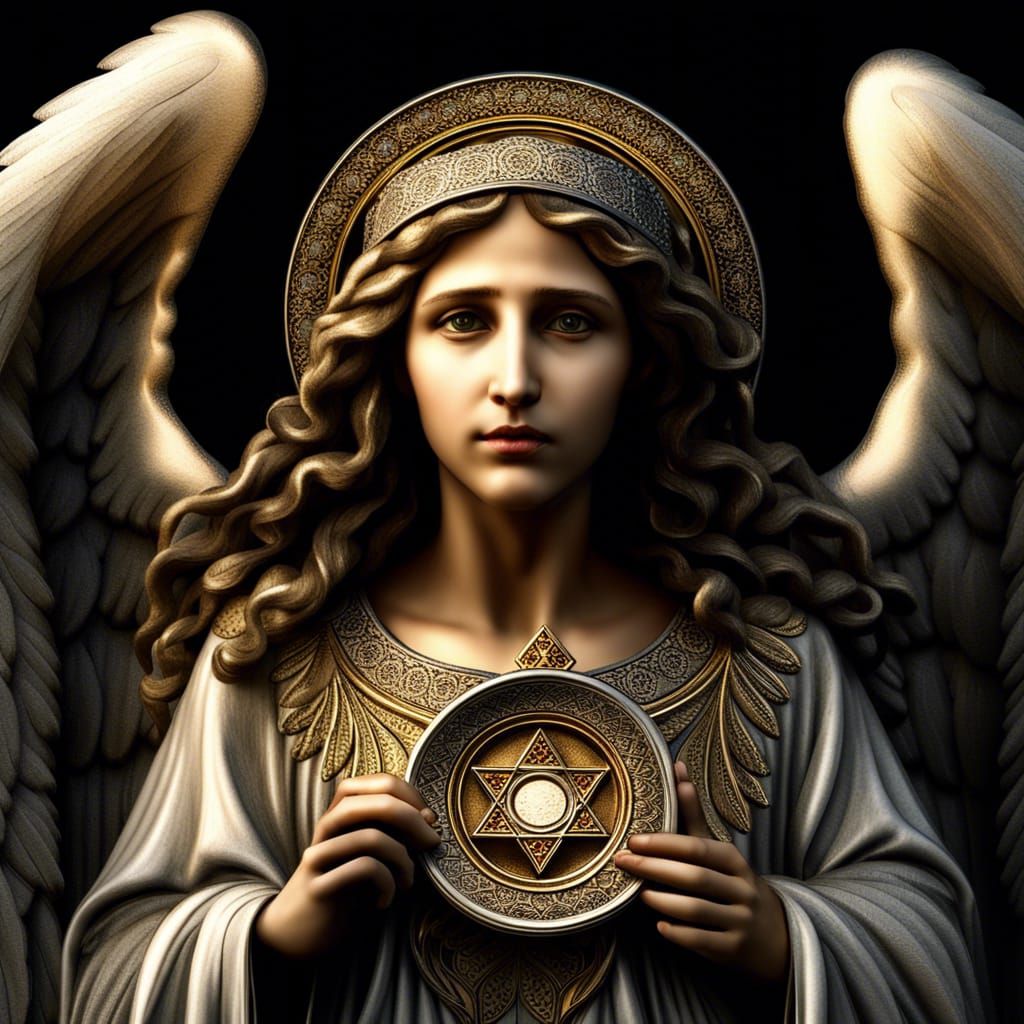 Angelic Jewish Woman Portrait in Hyperrealistic Style