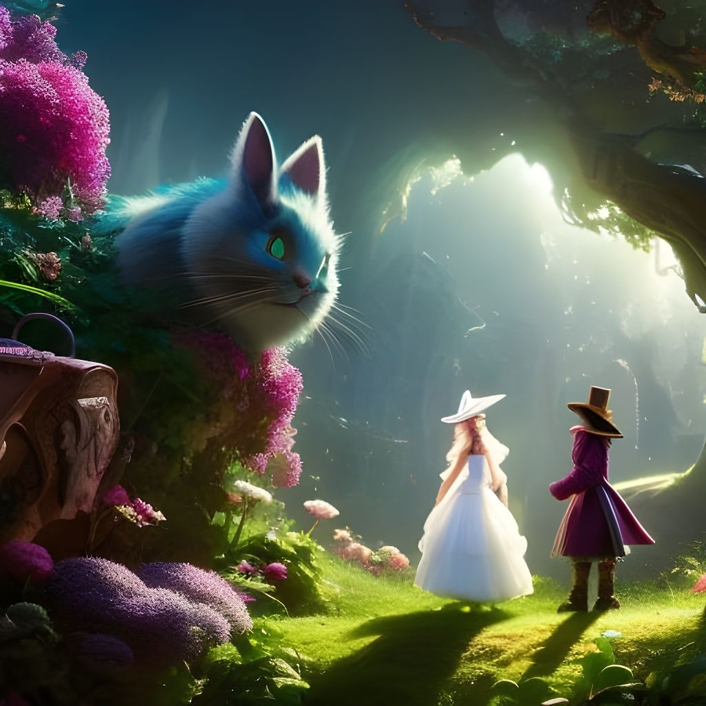 Alice in Wonderland Portrait with Cheshire Cat