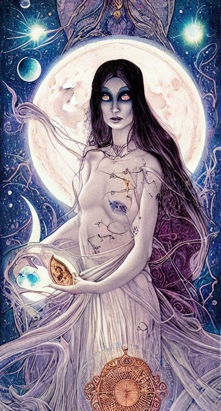Lunar Goddess in Art Nouveau Style