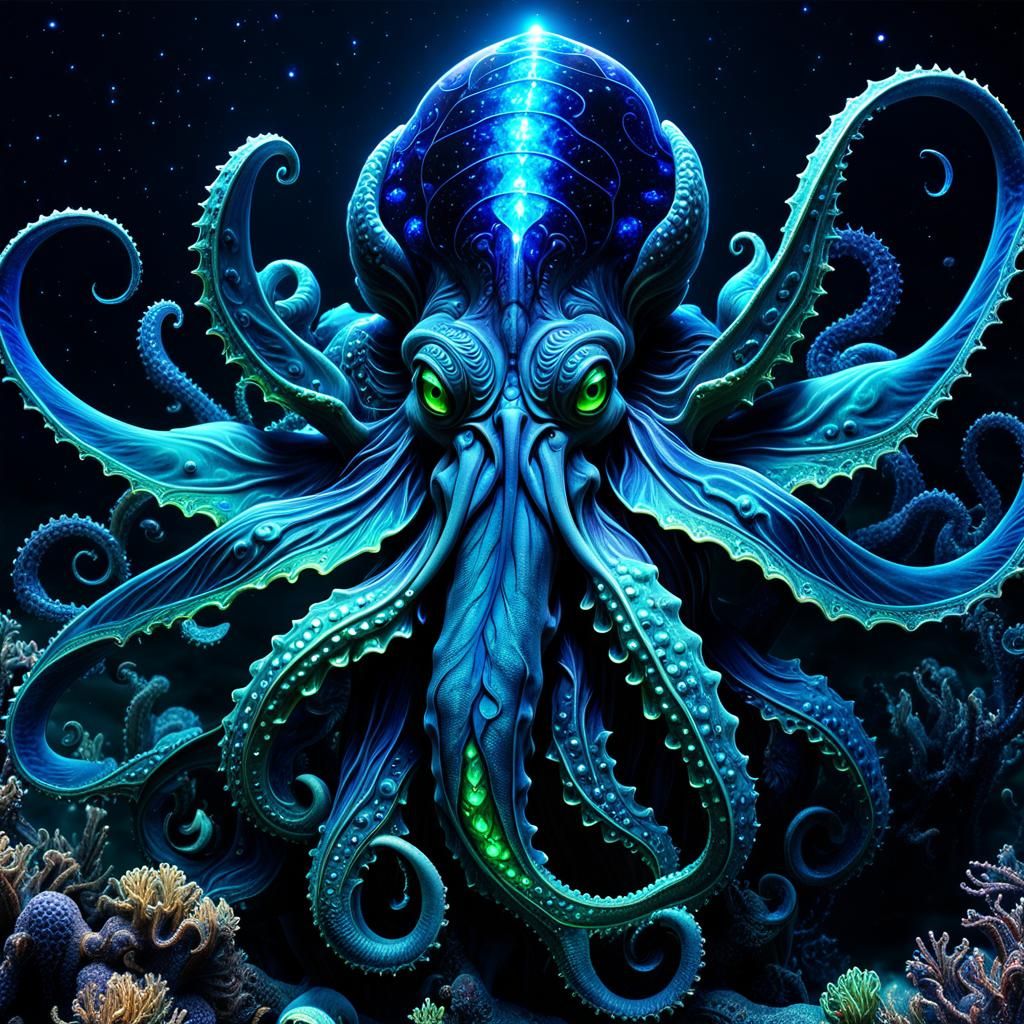 Underwater Cthulhu in the depths of his underwater world..