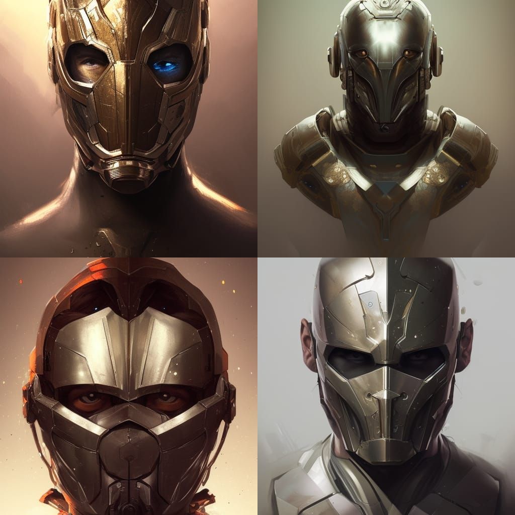 Iron Mask Portrait in Art Nouveau Style