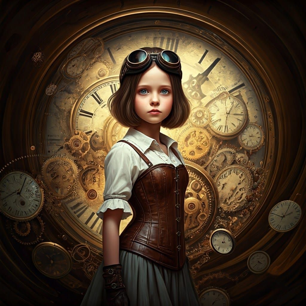 Steampunk Girl in Clockwork Vortex