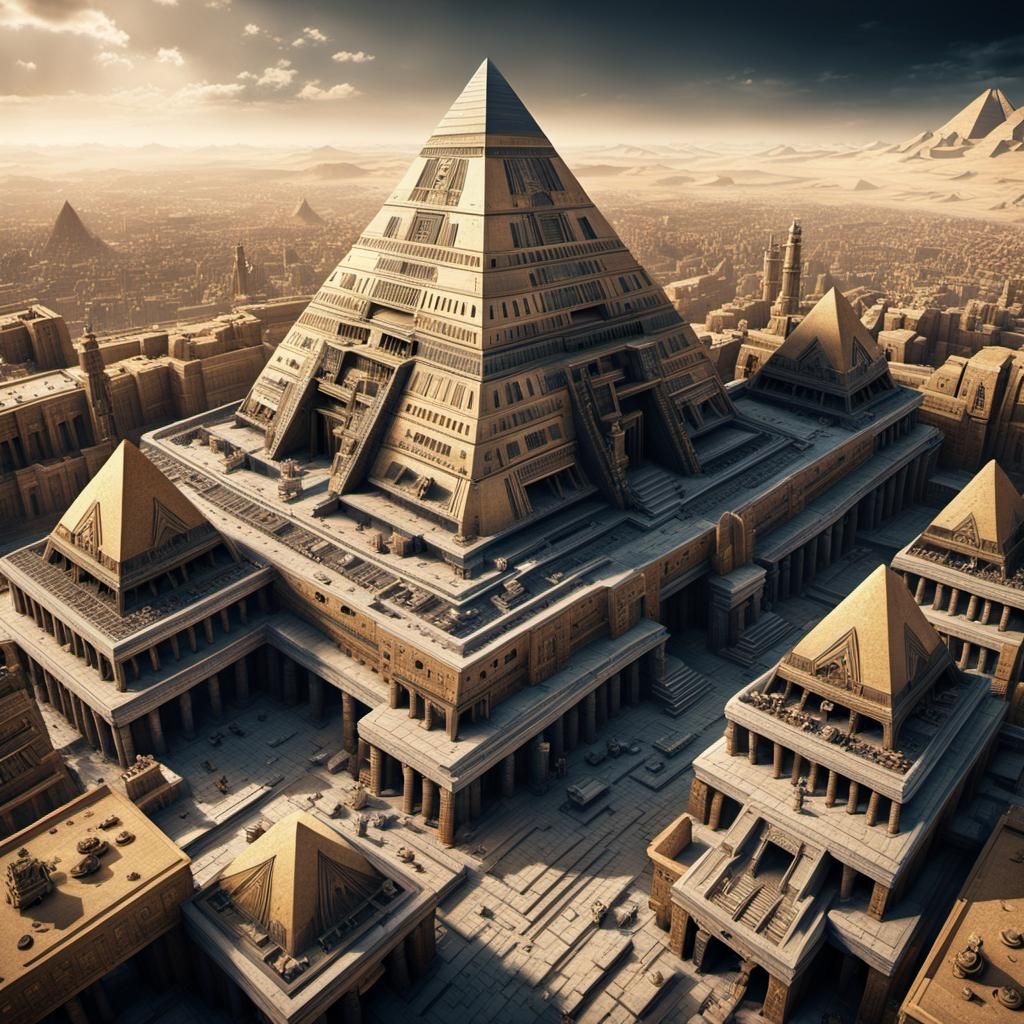 Steampunk Egyptian Metropolis in Neo-Gothic Style