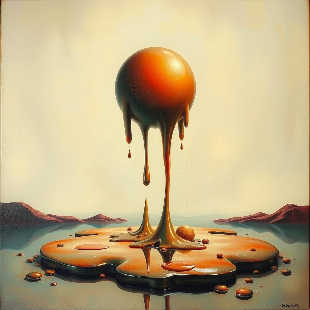Surreal Melting Oil Dreamscape Canvas Art