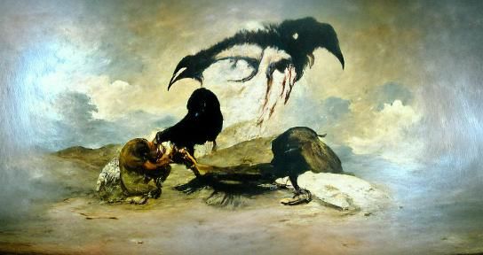 Raven Plucking Eye From Fallen Soul