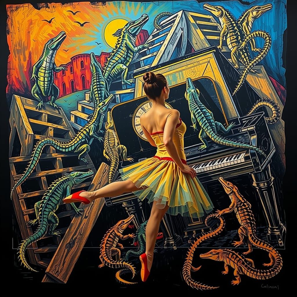 Ballerina's Dream: Crocodiles on a Piano