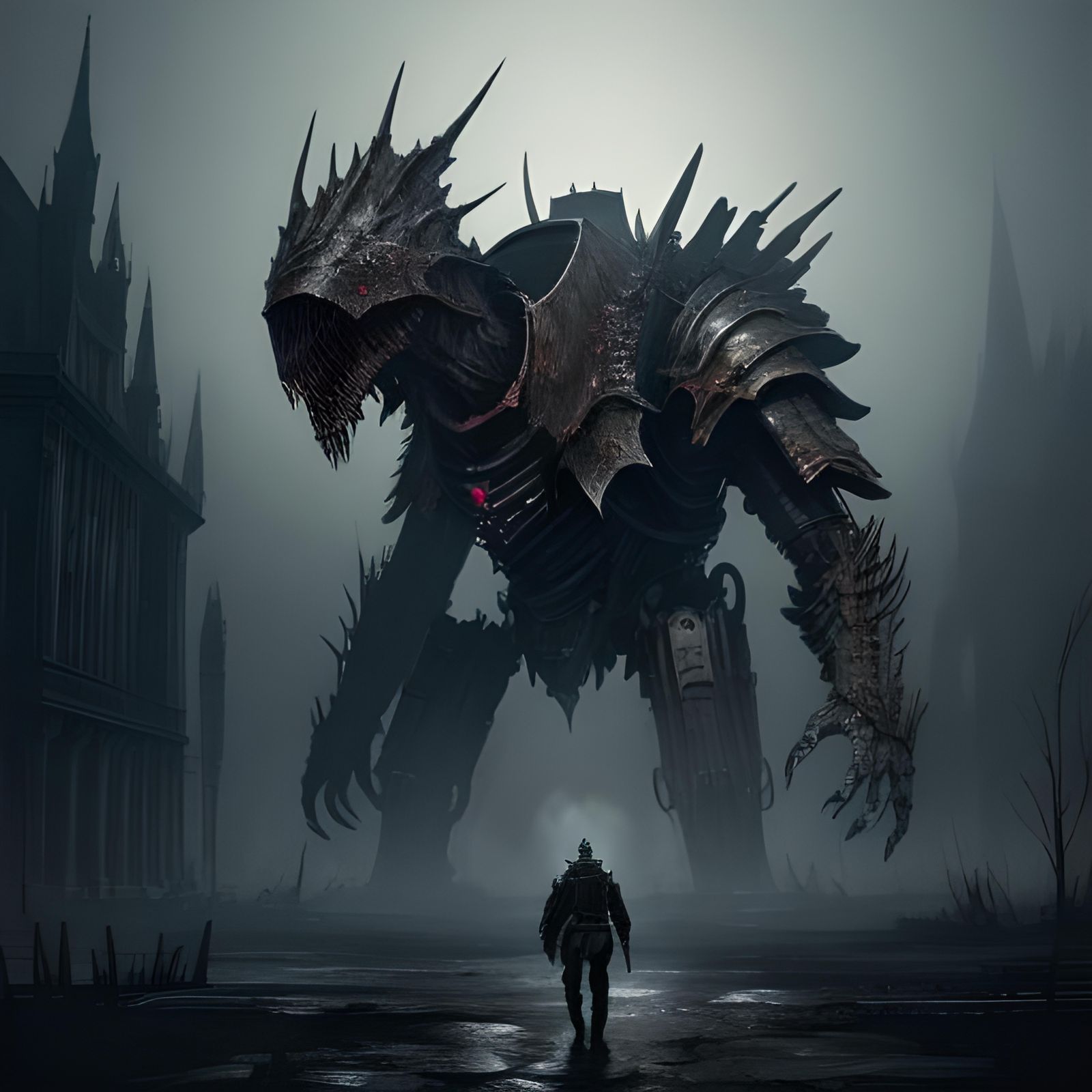 Bloodborne Zoid Mech in Hyperrealistic Sci-Fi Style