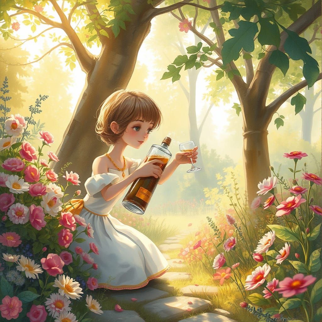 Whimsical Figure in Vibrant Bloom