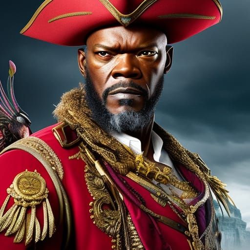 Pirate Portrait Pencil Sketch with Gold Treasure