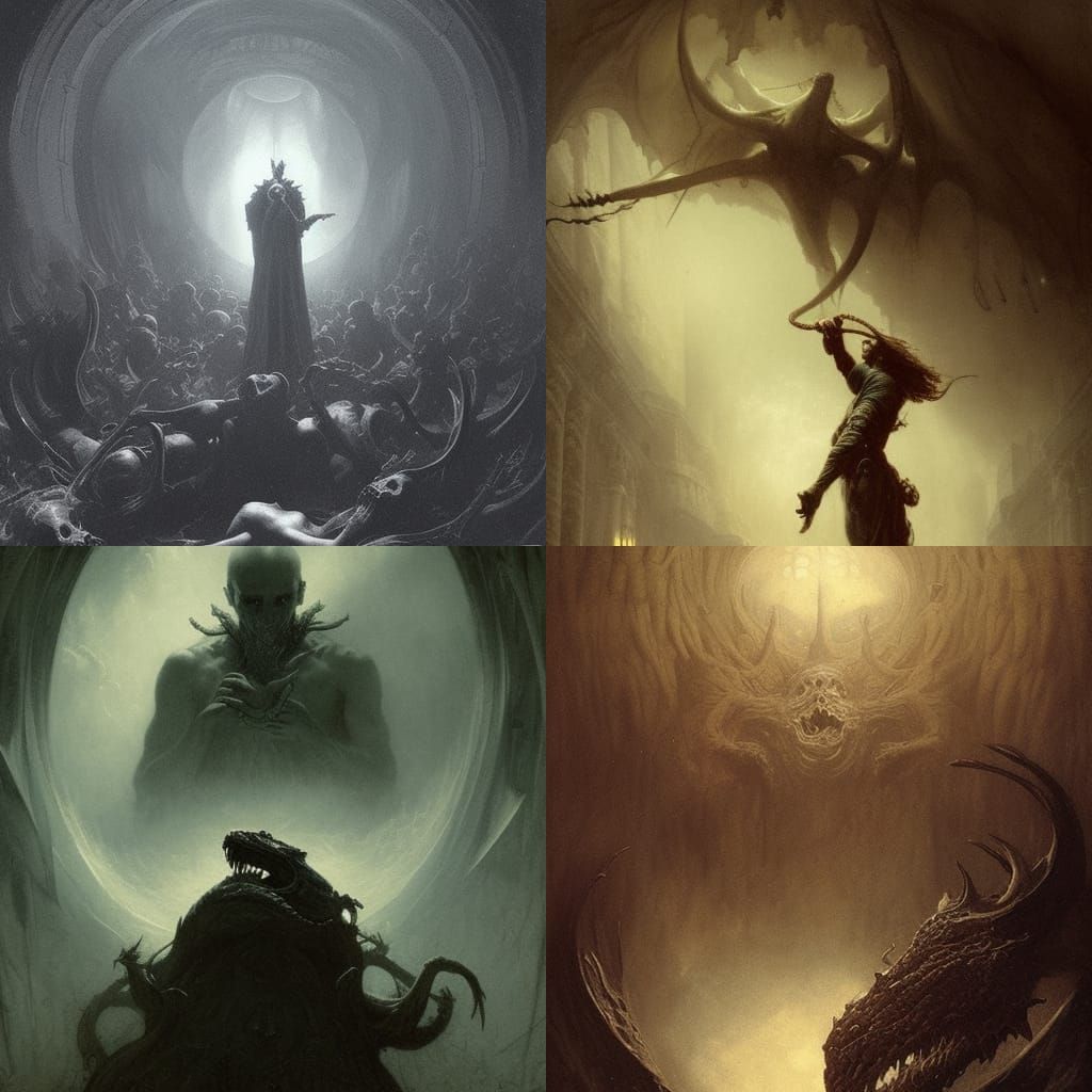 Ouroboros Horror in Gothic Engraving Style