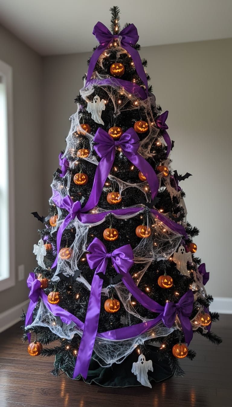 Spooky Halloween Tree with Ornaments