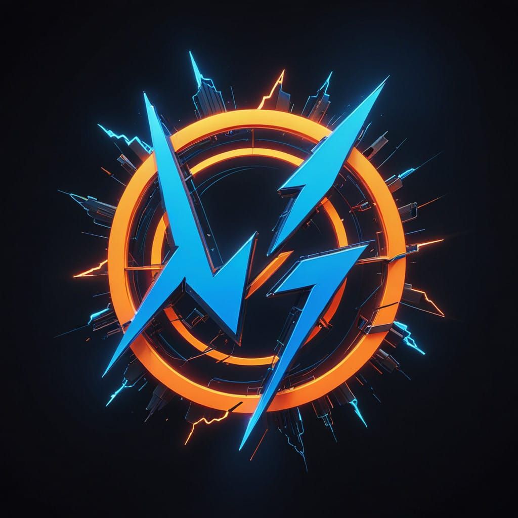 Electric Neon Lightning Bolt Logo