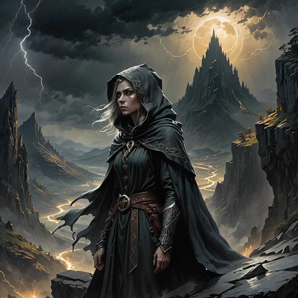 Eerie Elf Portrait During Thunderstorm Eclipse