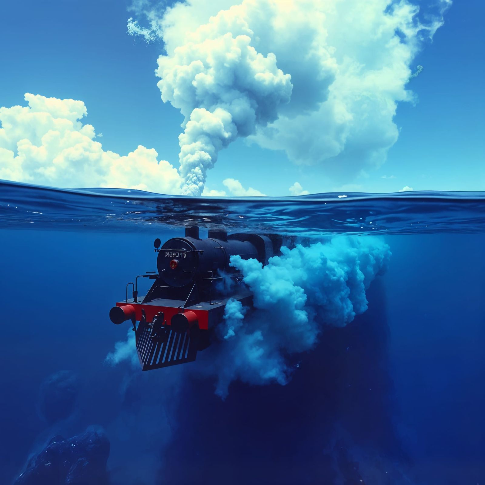 Surreal Steam Locomotive Emerges From Ocean Depths