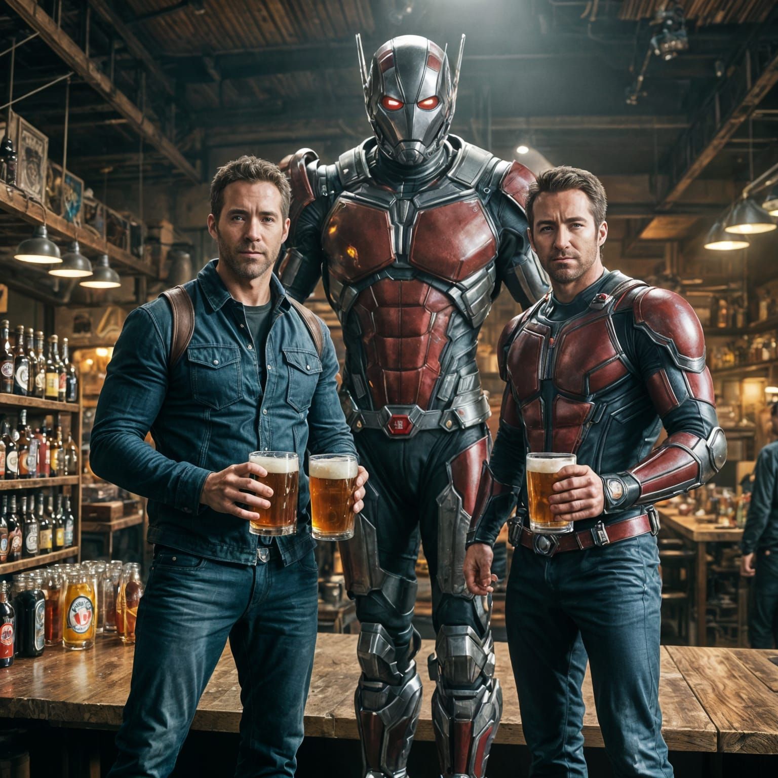 Ryan Reynolds and Hugh Jackman: Hyperrealistic Beer