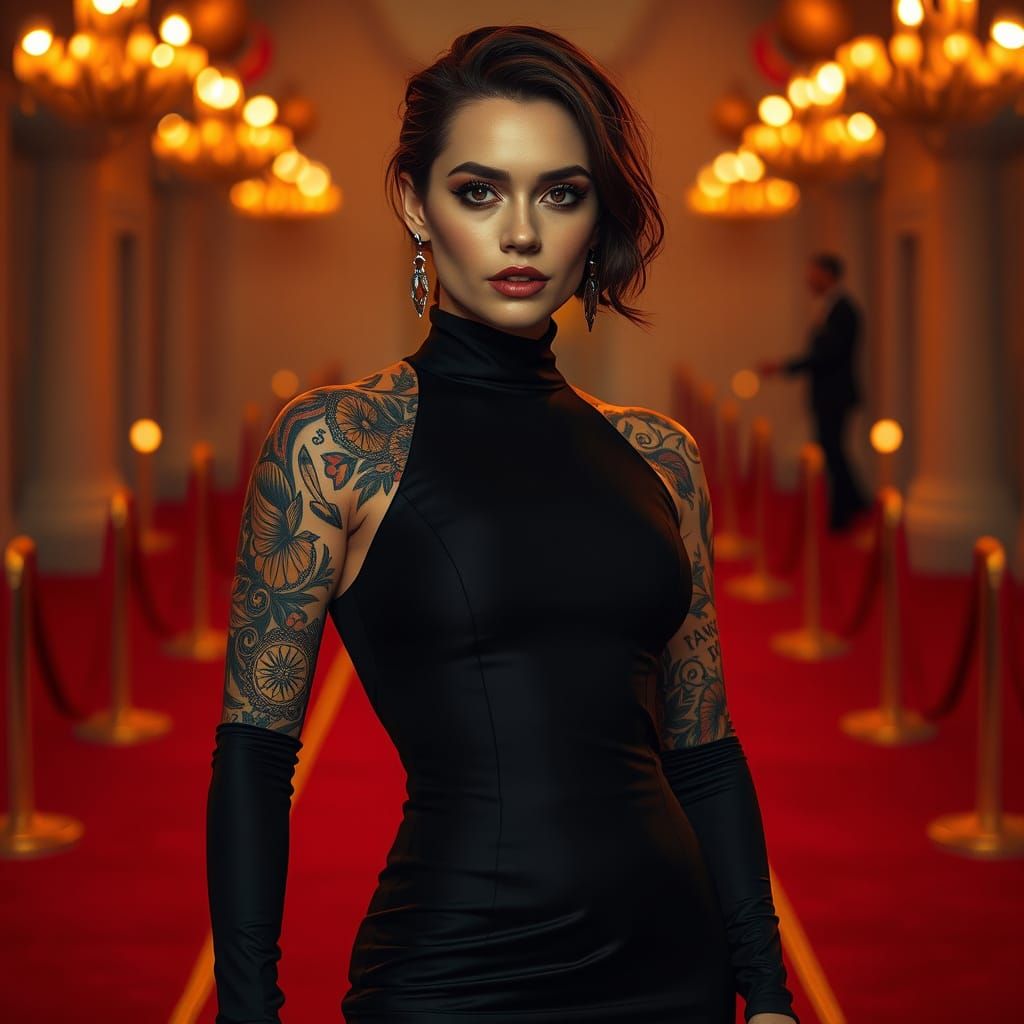 A very realistic photo of a beautiful woman at night complet...
