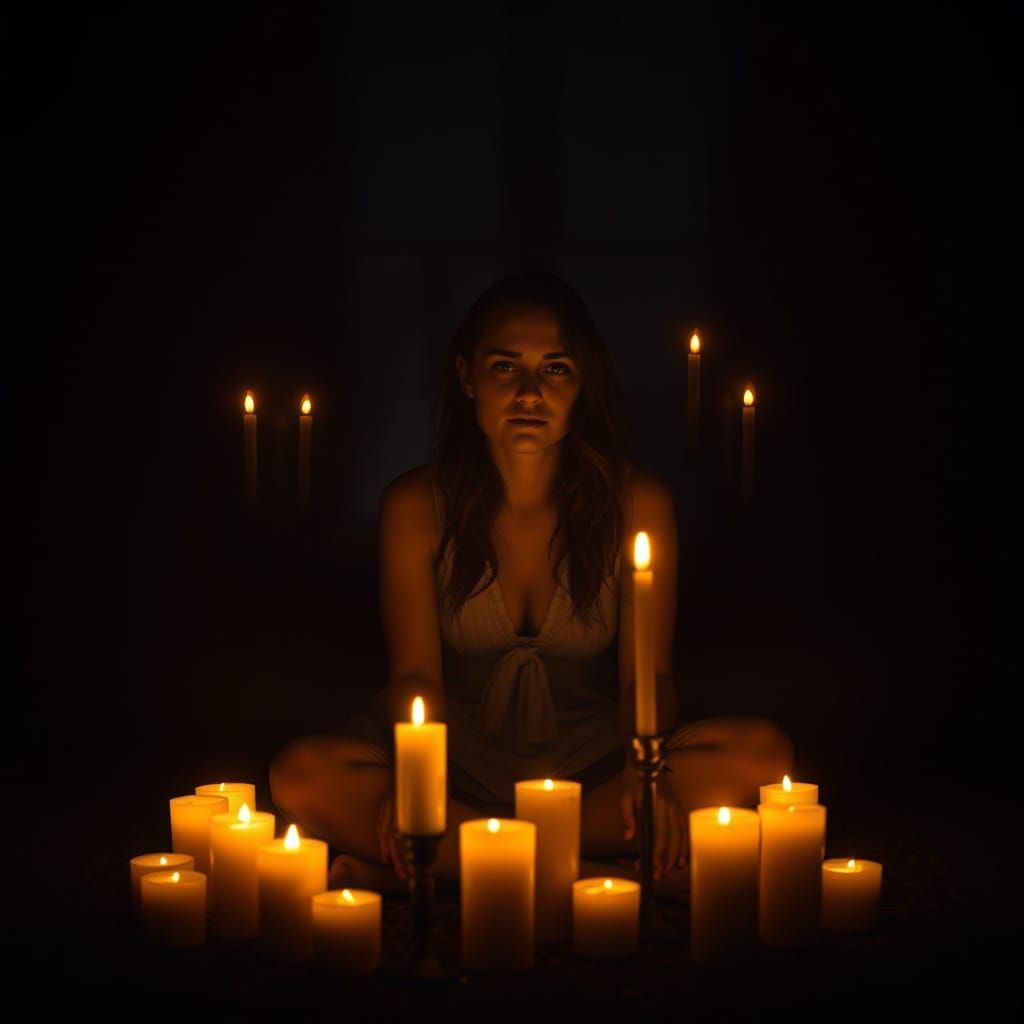 Woman in Candlelight, Digital Art