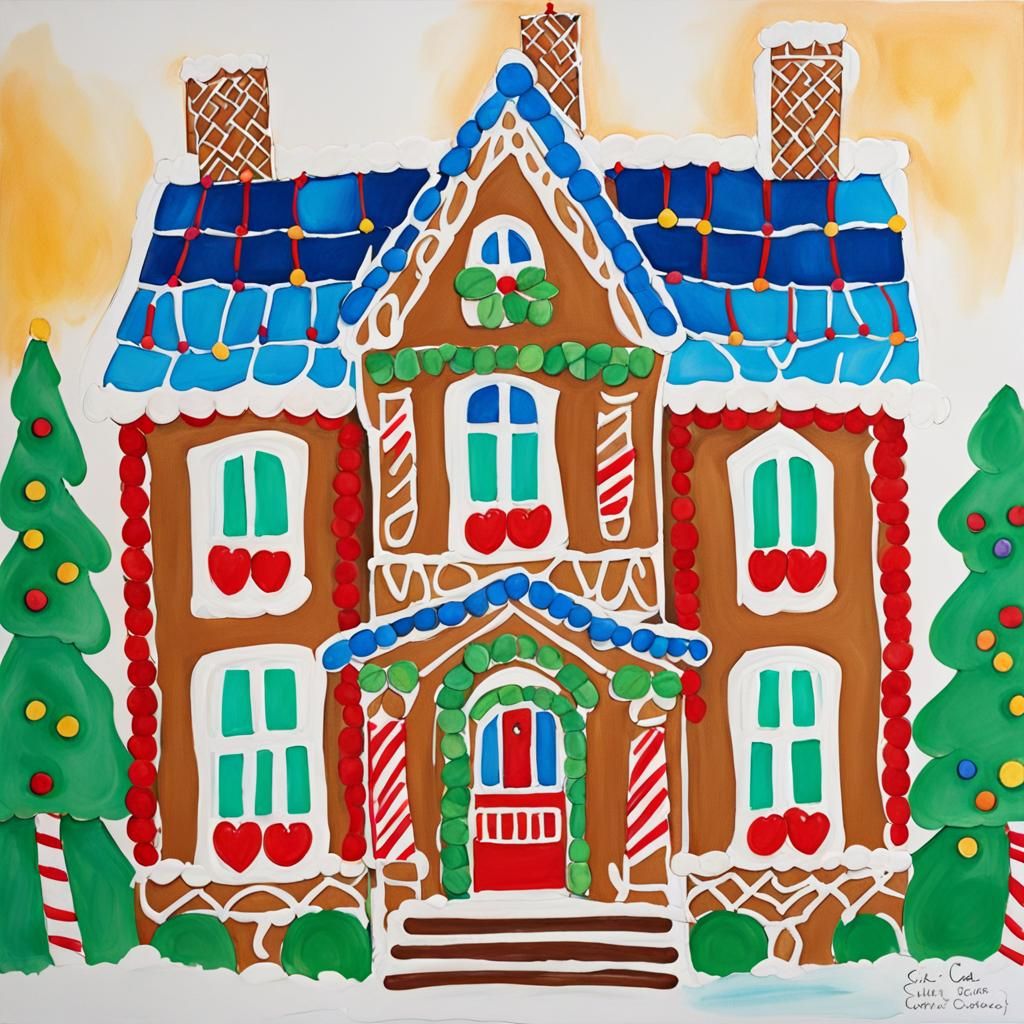 Gingerbread House in Eric Carle Style