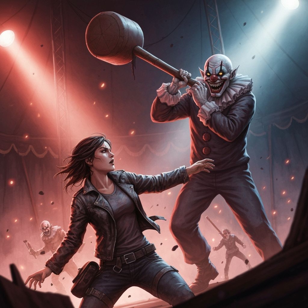 Heroine Battles Sinister Clown in Abandoned Circus
