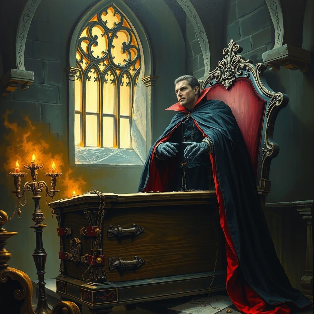 Gothic Horror Masterpiece: Count Dracula Awakens in Midnight...