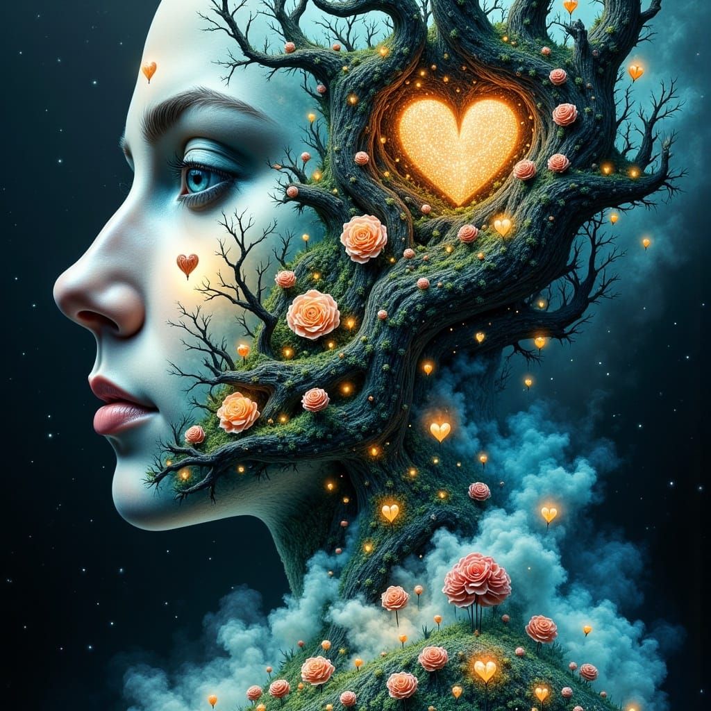 Alice in Wonderland Portrait in Surreal Wonderland