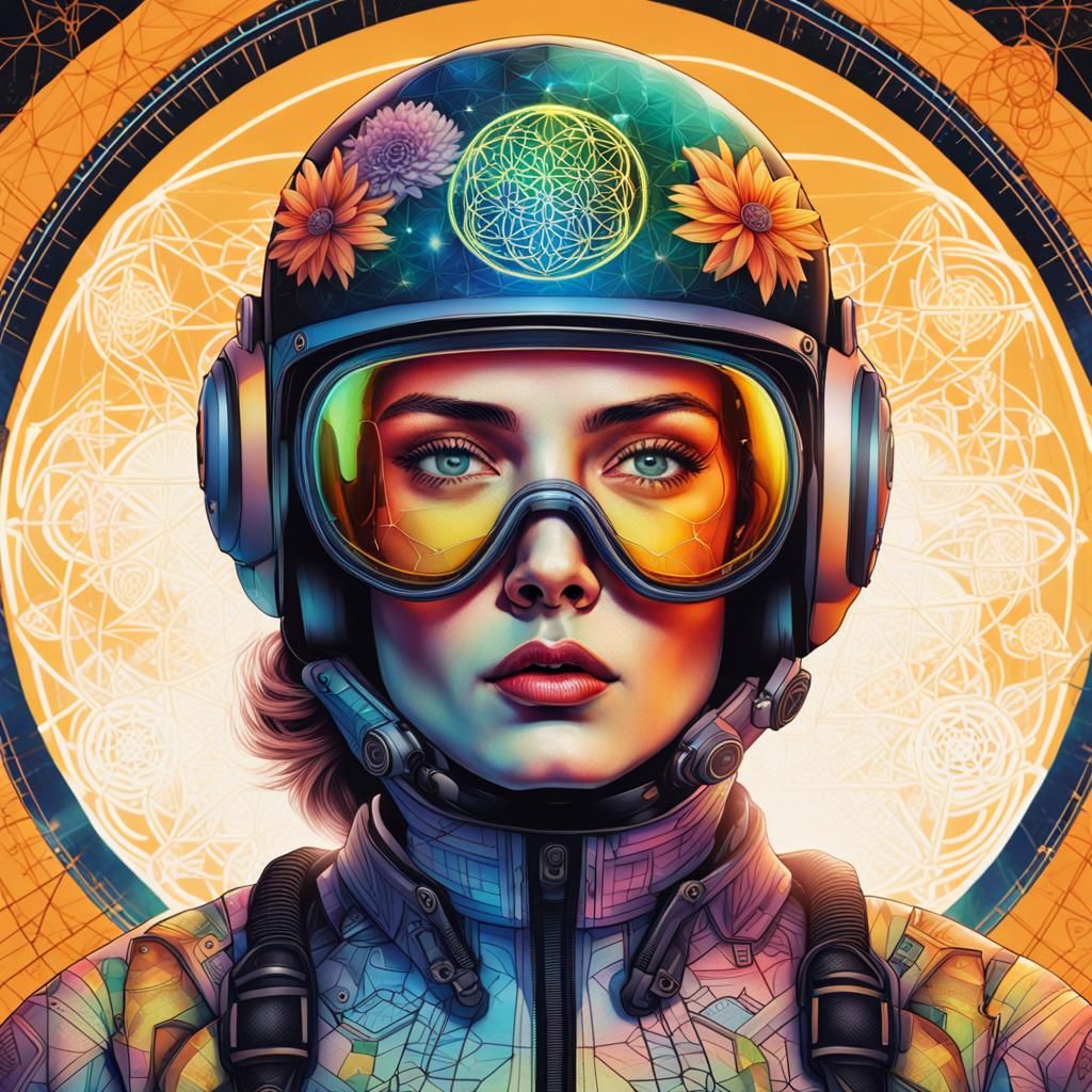 Futuristic Woman with Geometric Tattoos in Comic Art