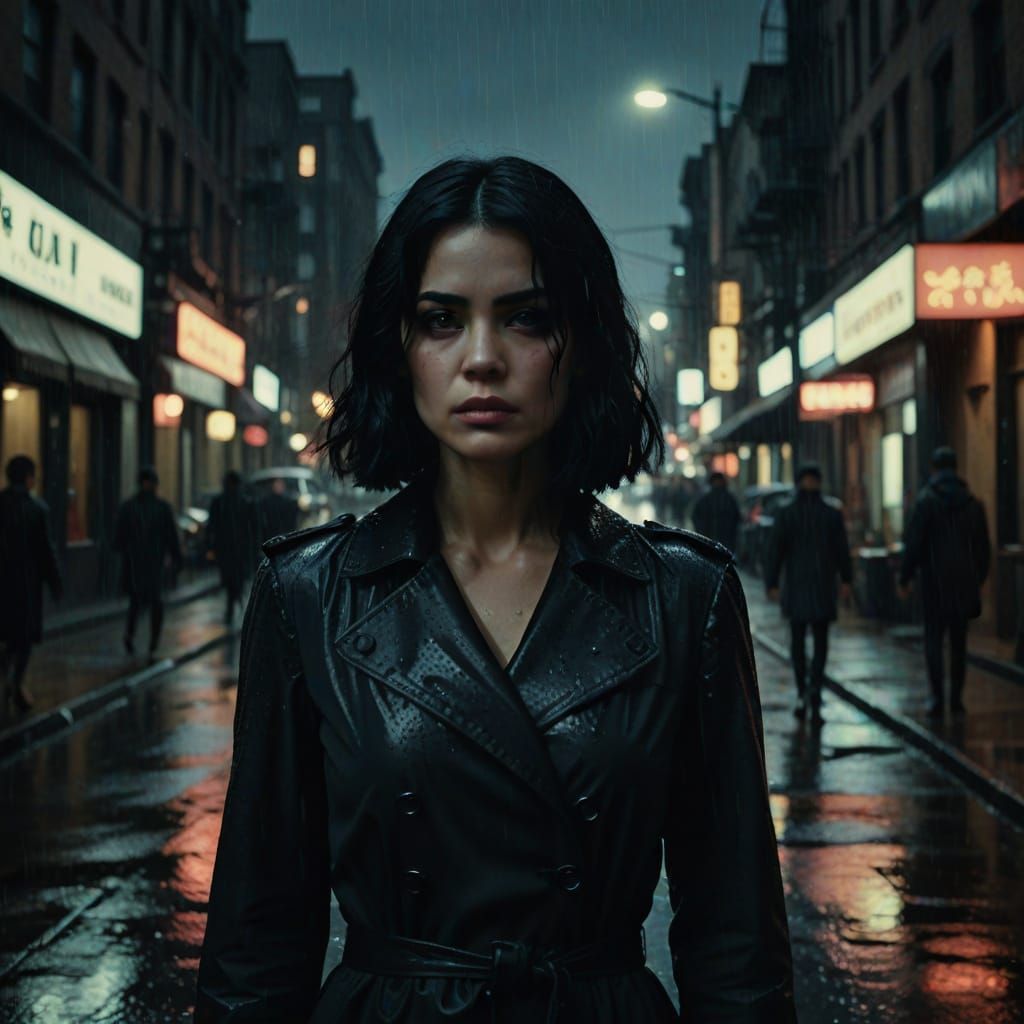 Ethereal City Siren in Moody Film Noir Style
