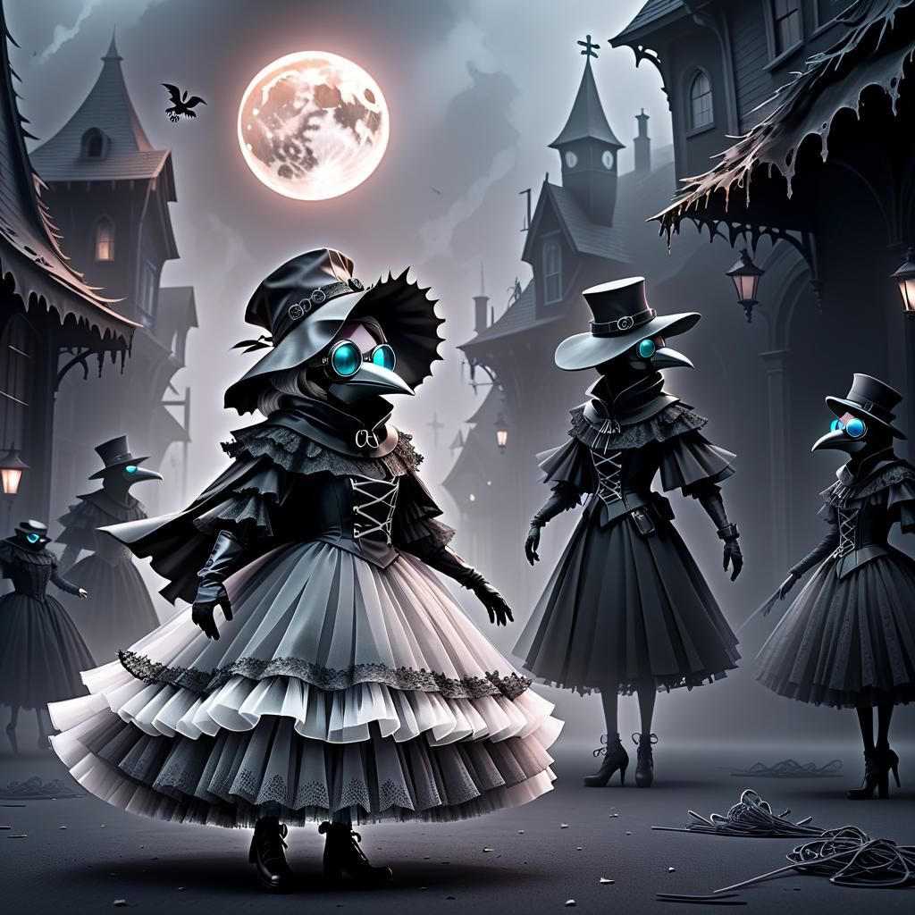Plague Doctor Ballerina in Dystopian World