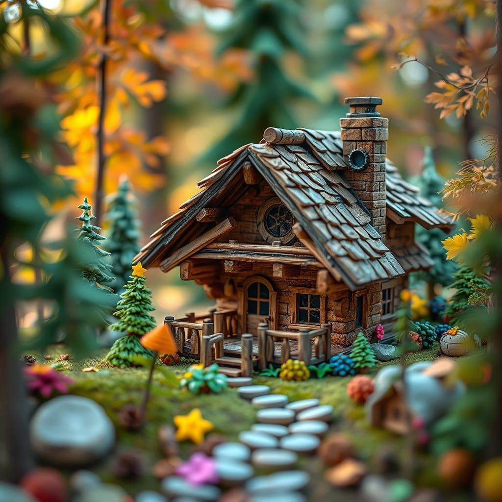 Enchanted Forest Chalet in Whimsical Miniature Style